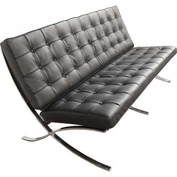 Barcelona Love Seat - 2 Seat Sofa - Black Leather