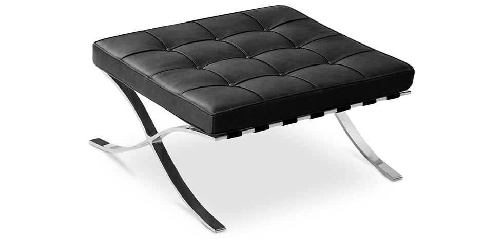 Barcelona Ottoman Black Leather – Mies van der Rohe | Modish Furbish