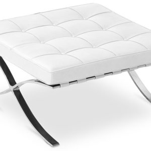 Barcelona Ottoman White Leather - Mies van der Rohe