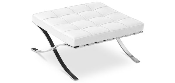 Barcelona Ottoman White Leather - Mies van der Rohe