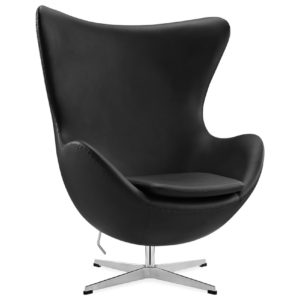 Egg Chair Black Leather insp by Arne Jacobsen