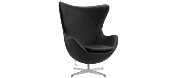 Egg Chair Black Leather insp by Arne Jacobsen