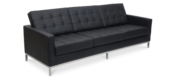 Florence Knoll Petite Sofa 3 Seat by Florence Knoll Bassett Black - Reproduction