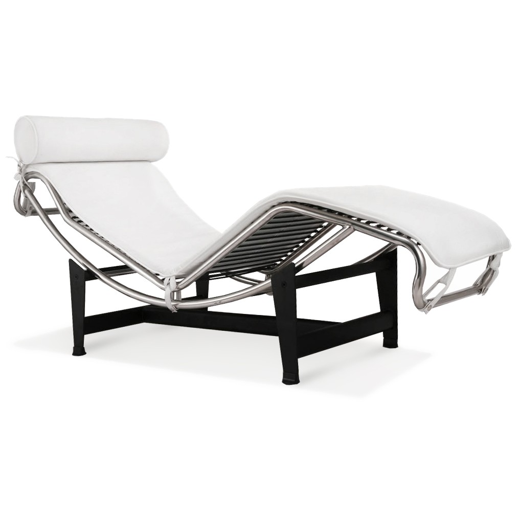 Le Corbusier Chair Lc4 Chaise Lounge, White Leather Chaise