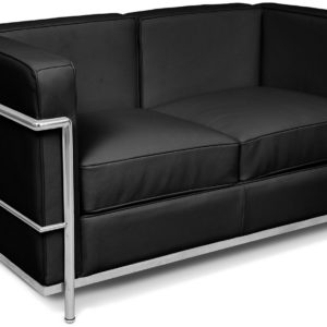 Le Corbusier Love Seat - LC2 2-Seater Sofa Black Leather - Reproduction