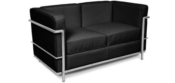 Le Corbusier Love Seat - LC2 2-Seater Sofa Black Leather - Reproduction