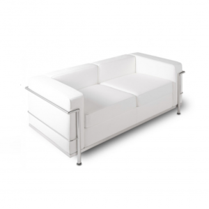 Le Corbusier Love Seat - LC2 2-Seater Sofa White Leather - Reproduction