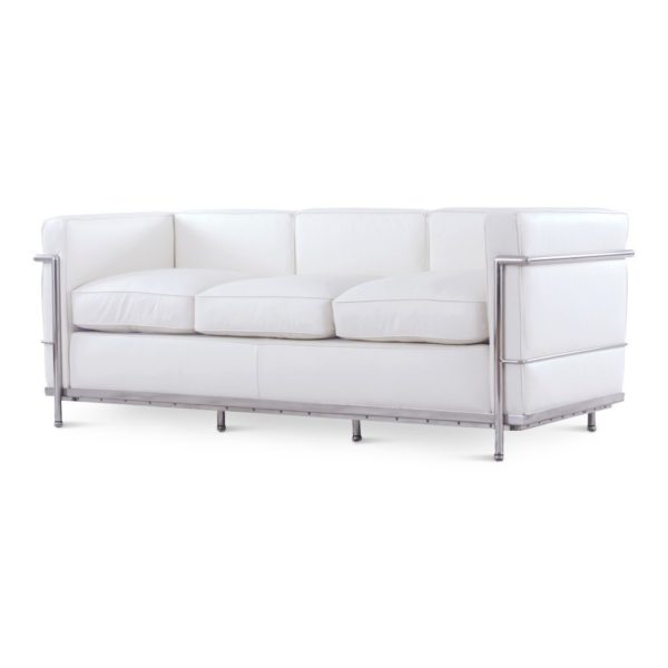 Le Corbusier LC2 Sofa 3-Seater Sofa White Leather - Reproduction