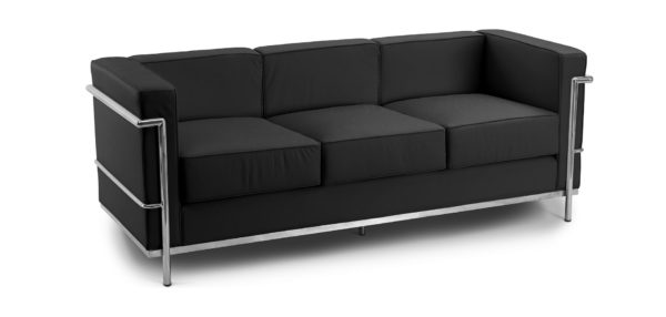 Le Corbusier chair LC2 Sofa Black Leather - 3 Seater - Reproduction